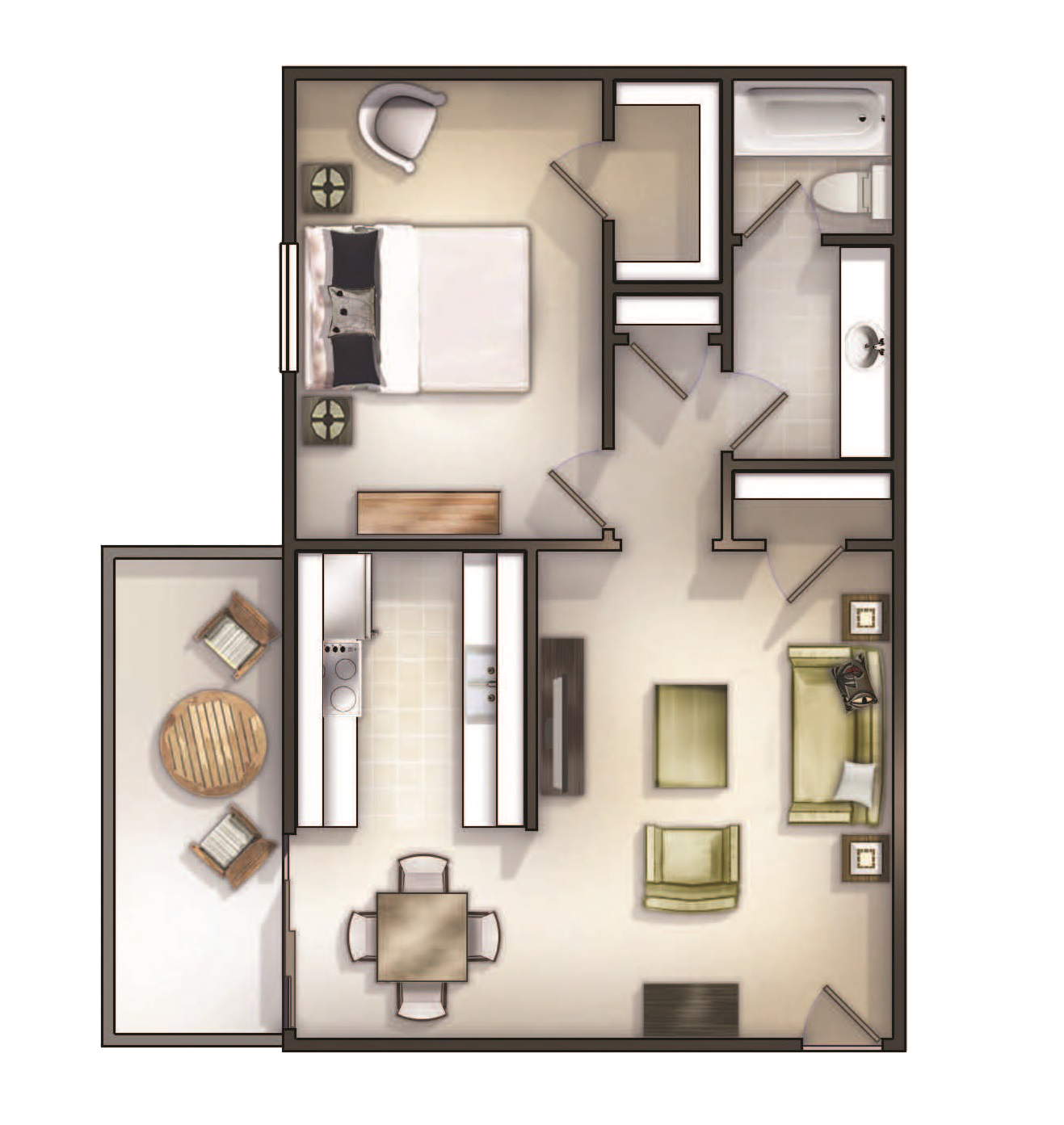 Floor Plan 1 Bdr Riverbend
